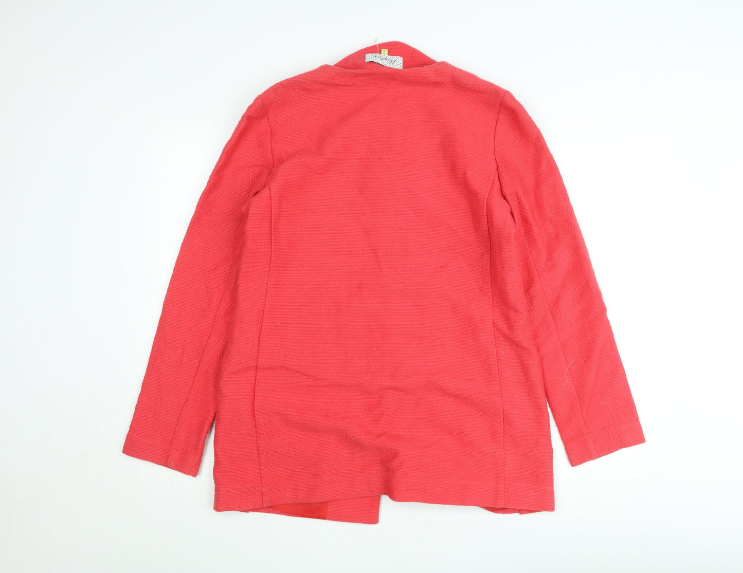 Heyton Women's Pink Cotton Mid-Length Collarless Coat Size 12