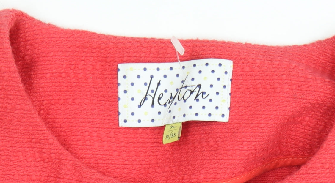 Heyton Women's Pink Cotton Mid-Length Collarless Coat Size 12