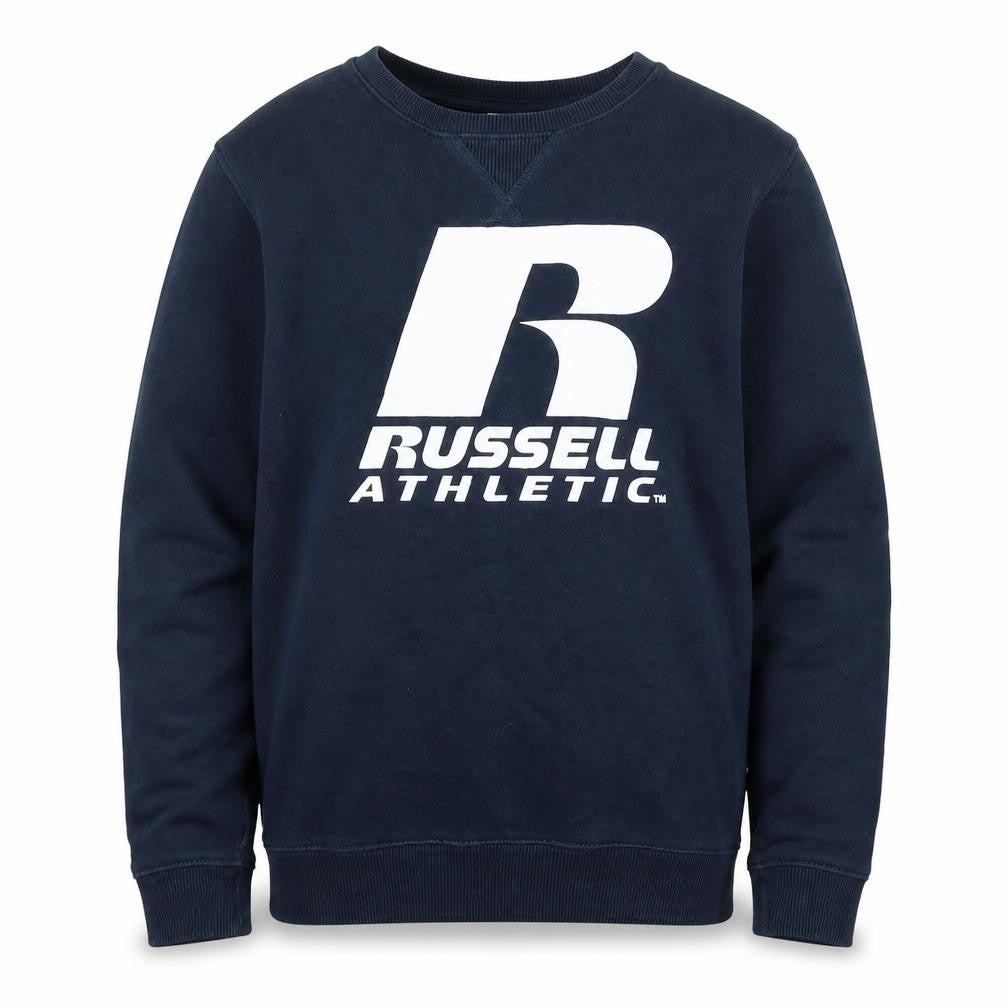 Front view of Russell Athletic boys’ blue 10-11 years pullover sweatshirt
