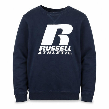 Front view of Russell Athletic boys’ blue 10-11 years pullover sweatshirt