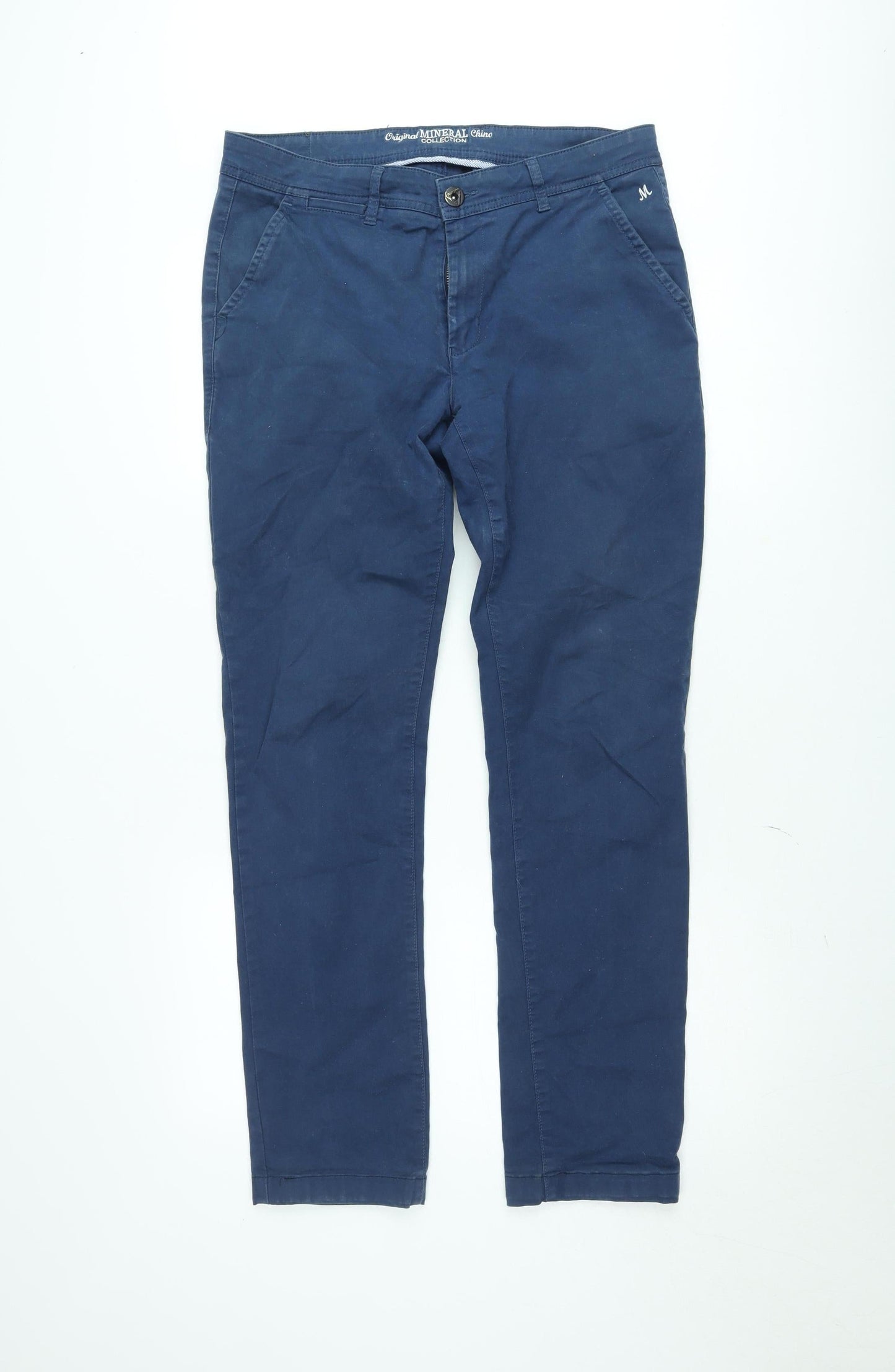 Mineral Collection Men’s Blue Slim Fit Chino Trousers - Original Mineral Collection Size M
