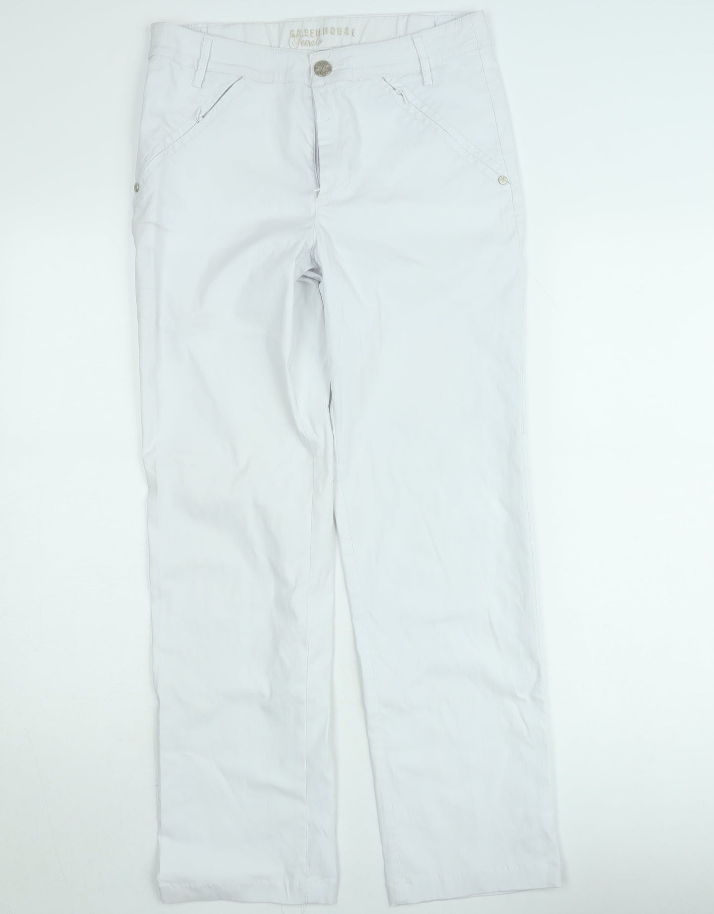Greenhouse Women White Straight Cotton Jeans Size 12