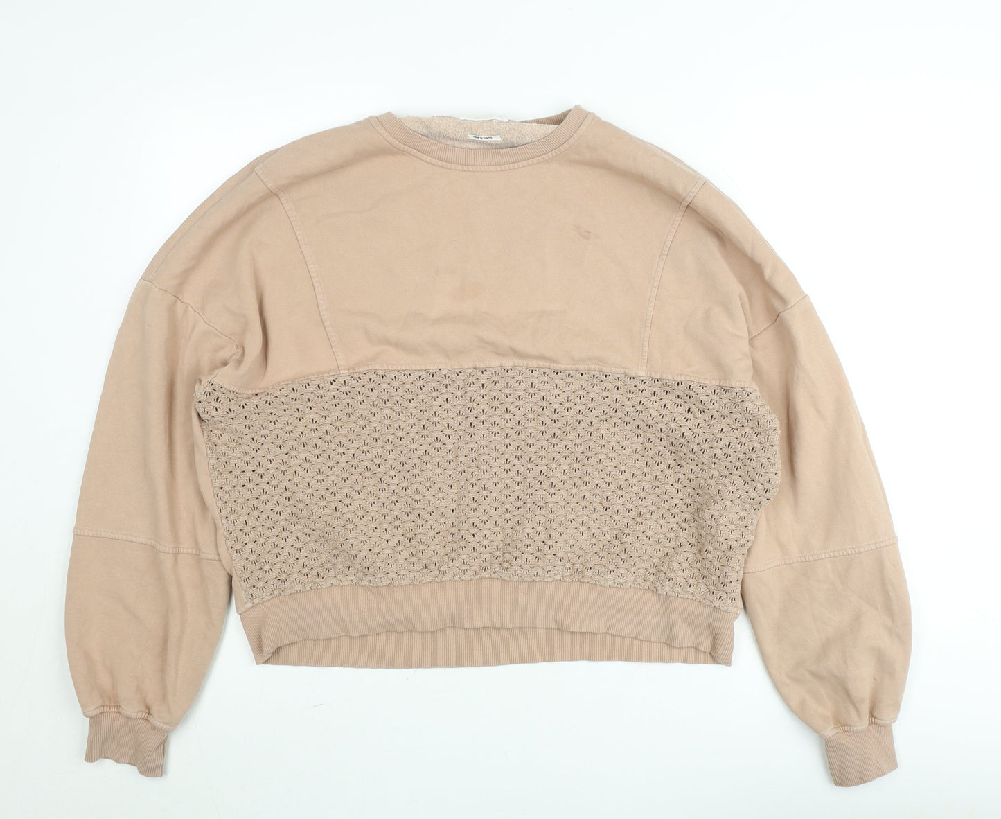 Reserved Women’s Beige Crochet Panel Pullover Sweatshirt L