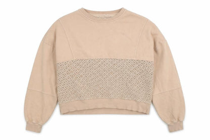 Reserved Women’s Beige Crochet Panel Pullover Sweatshirt L