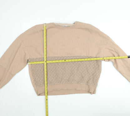 Reserved Women’s Beige Crochet Panel Pullover Sweatshirt L