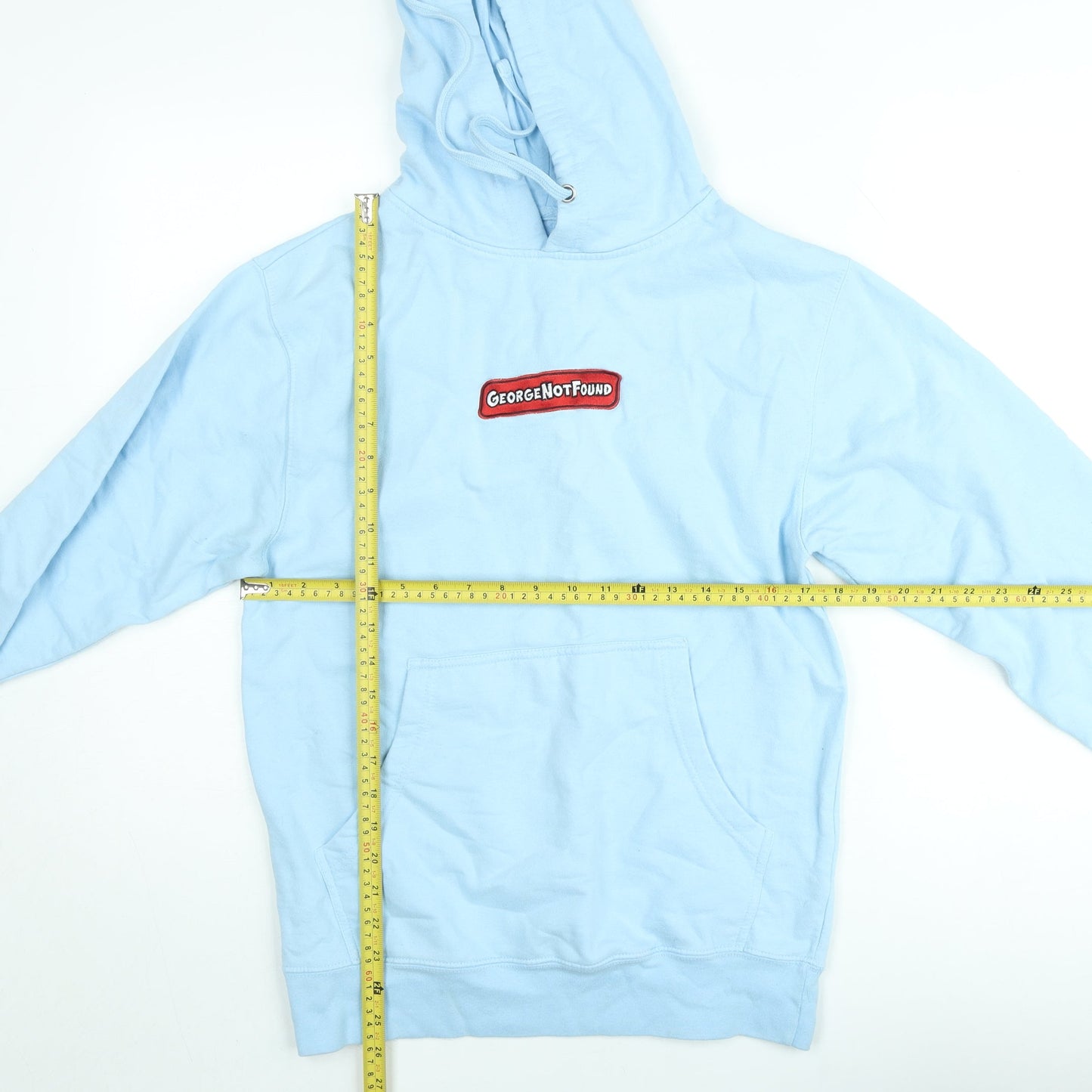 GeorgeNotFound Light Blue Women's Hoodie Small Pullover Cotton Blend