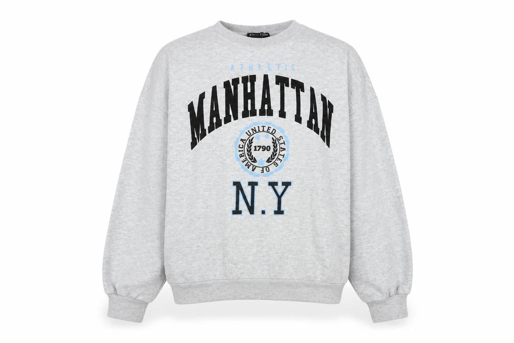 Front view of Primark Teens Grey Manhattan NY Graphic Sweatshirt 11-12Y 152cm