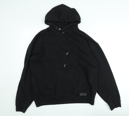 Couture Men’s Black Pullover Hoodie Size L Cotton Logo Sweatshirt