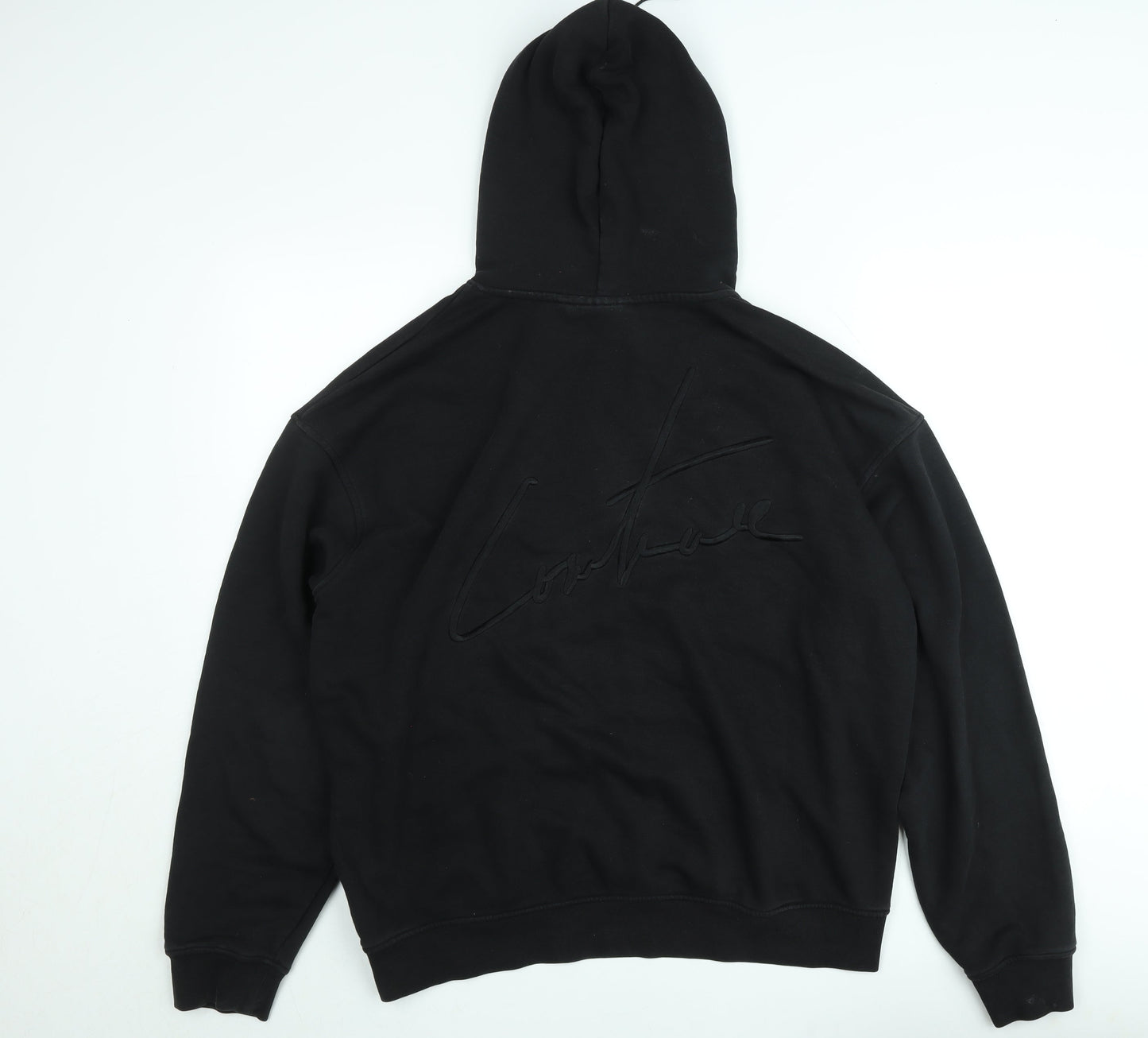 Couture Men’s Black Pullover Hoodie Size L Cotton Logo Sweatshirt