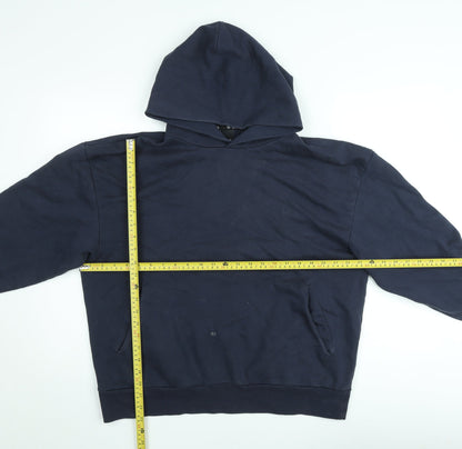 Bravian Men’s Navy Blue Pullover Hoodie L Cotton Graphic Logo