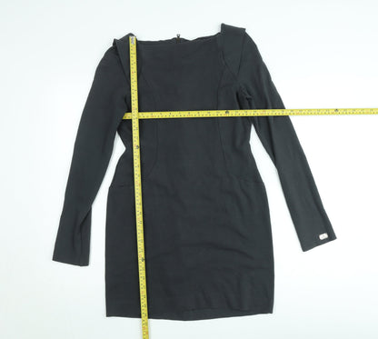 Gaudi Womens Black Bodycon Short Dress Size M Long Sleeve Formal