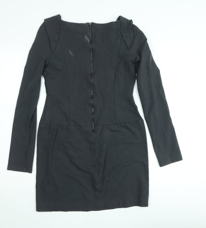 Gaudi Womens Black Bodycon Short Dress Size M Long Sleeve Formal