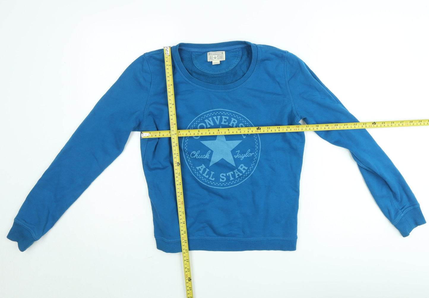 Converse Boys Blue Pullover Sweatshirt M Crew Neck Long Sleeve Logo Cotton