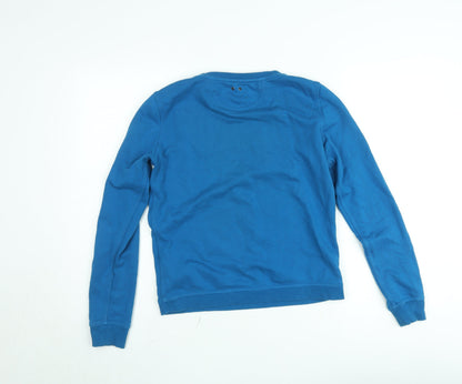 Converse Boys Blue Pullover Sweatshirt M Crew Neck Long Sleeve Logo Cotton