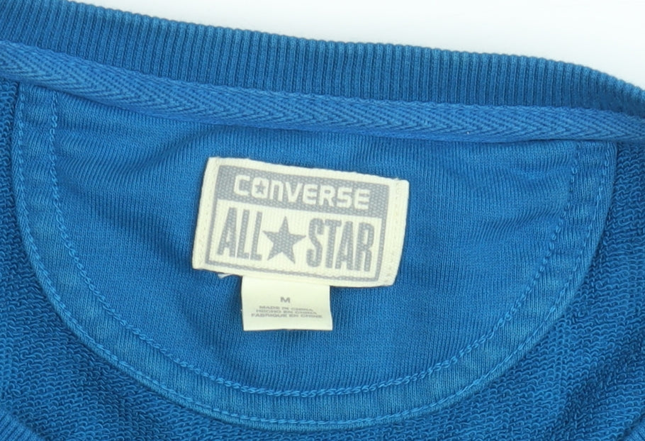 Converse Boys Blue Pullover Sweatshirt M Crew Neck Long Sleeve Logo Cotton