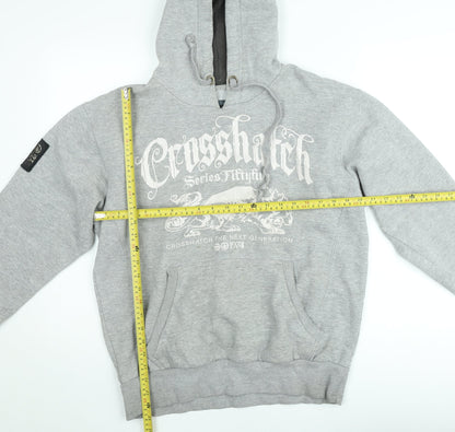 Crosshatch Grey Graphic Pullover Hoodie Womens Large