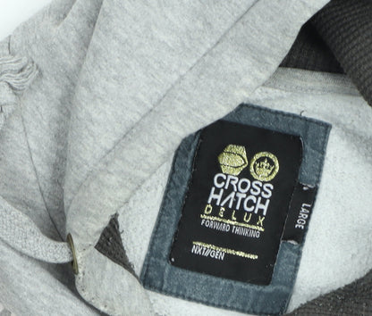 Crosshatch Grey Graphic Pullover Hoodie Womens Large