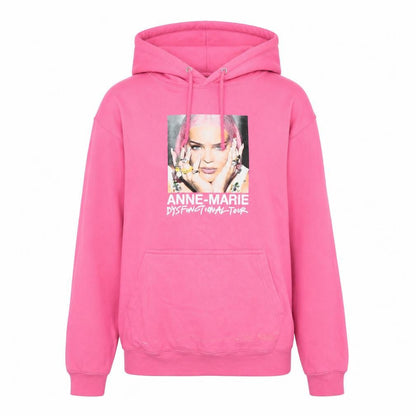 Front view of Just Hoods Women’s Pink Pullover Hoodie Anne-Marie Tour Small