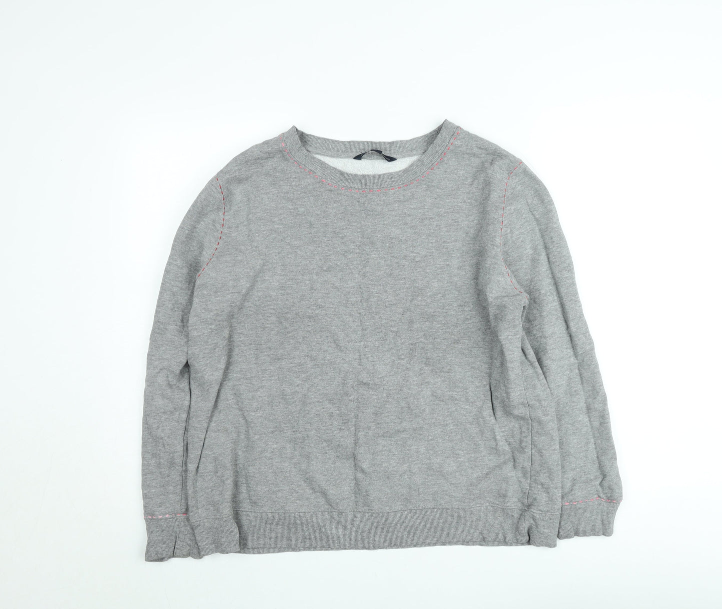French Connection Women Grey XL Cotton Crew Neck Sweatshirt