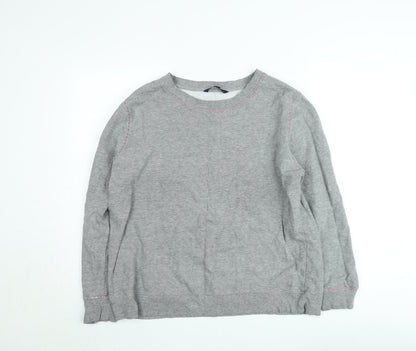 French Connection Women Grey XL Cotton Crew Neck Sweatshirt