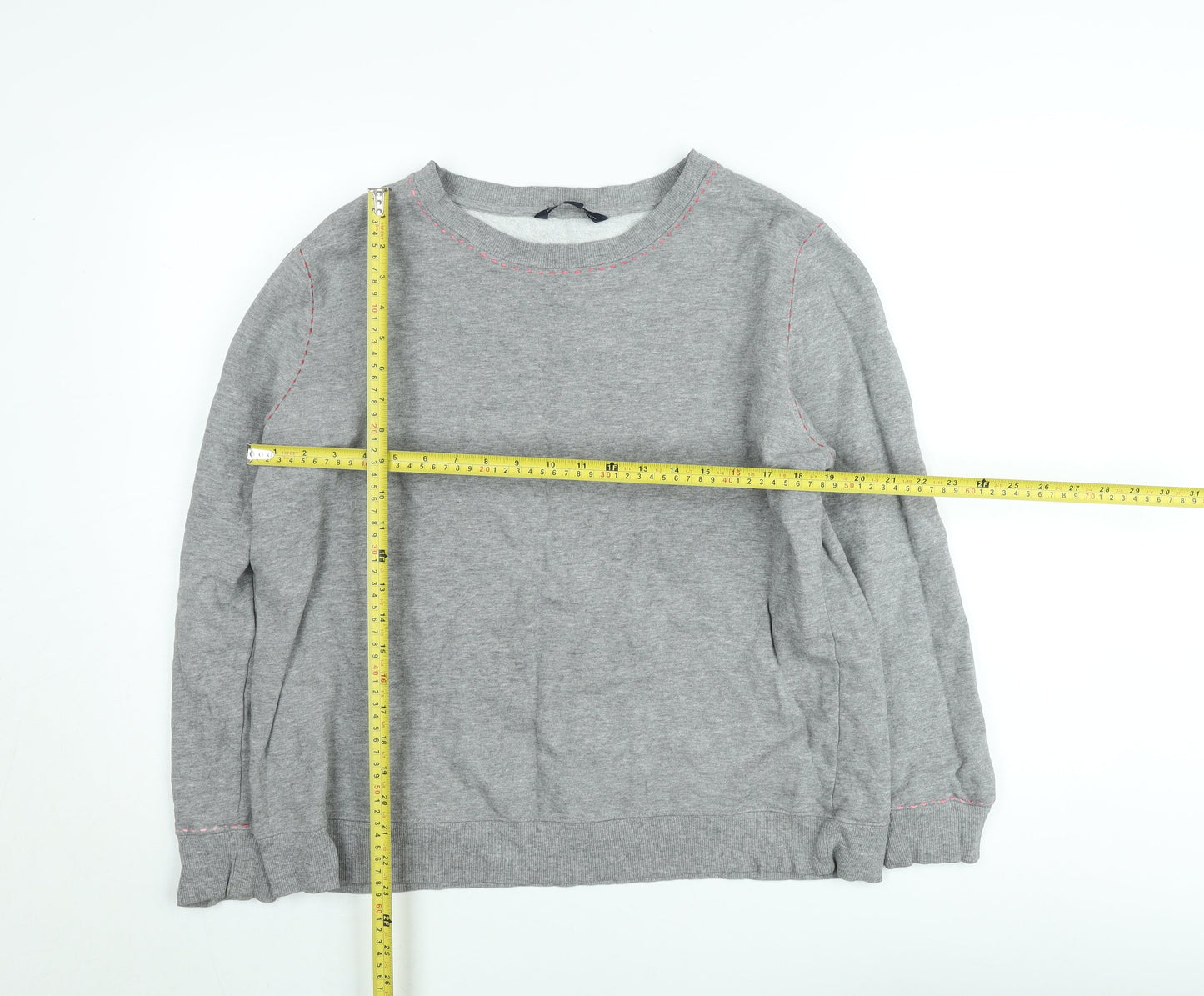 French Connection Women Grey XL Cotton Crew Neck Sweatshirt