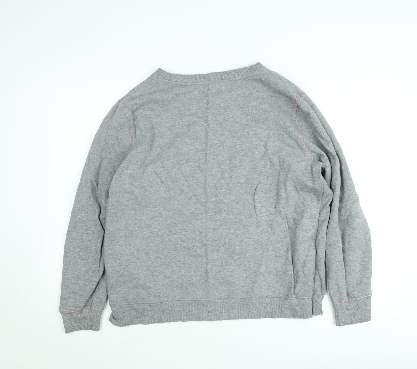 French Connection Women Grey XL Cotton Crew Neck Sweatshirt