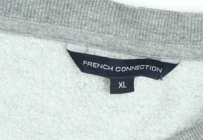 French Connection Women Grey XL Cotton Crew Neck Sweatshirt