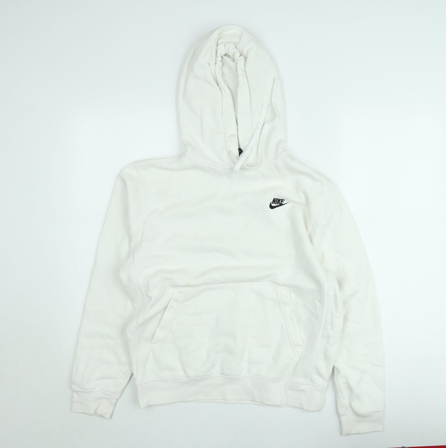 Nike Women White Pullover Hoodie Small Fleece Logo Sweatshirt