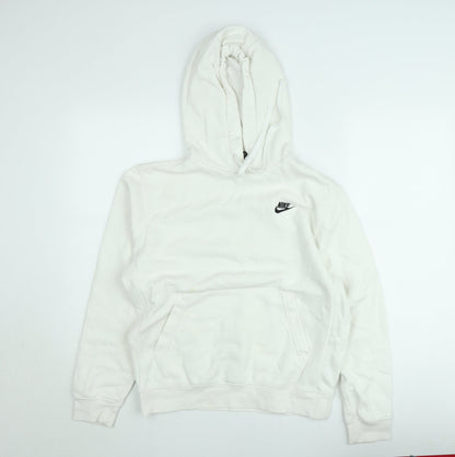Nike Women White Pullover Hoodie Small Fleece Logo Sweatshirt
