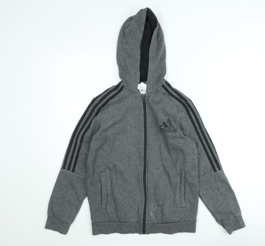 Teens UK Size 164 adidas Grey Full Zip Hoodie