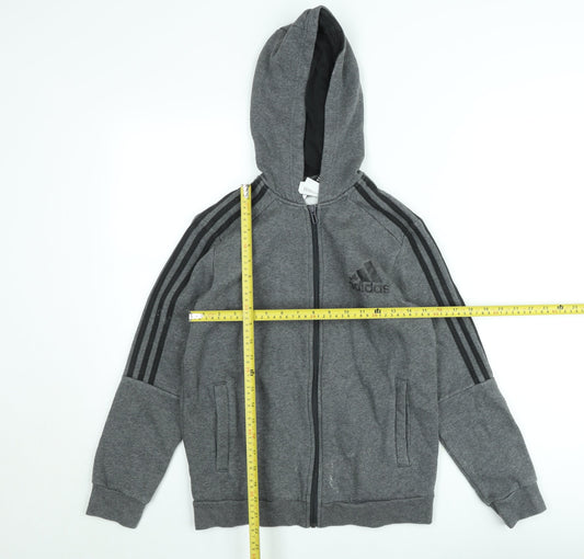 Teens UK Size 164 adidas Grey Full Zip Hoodie