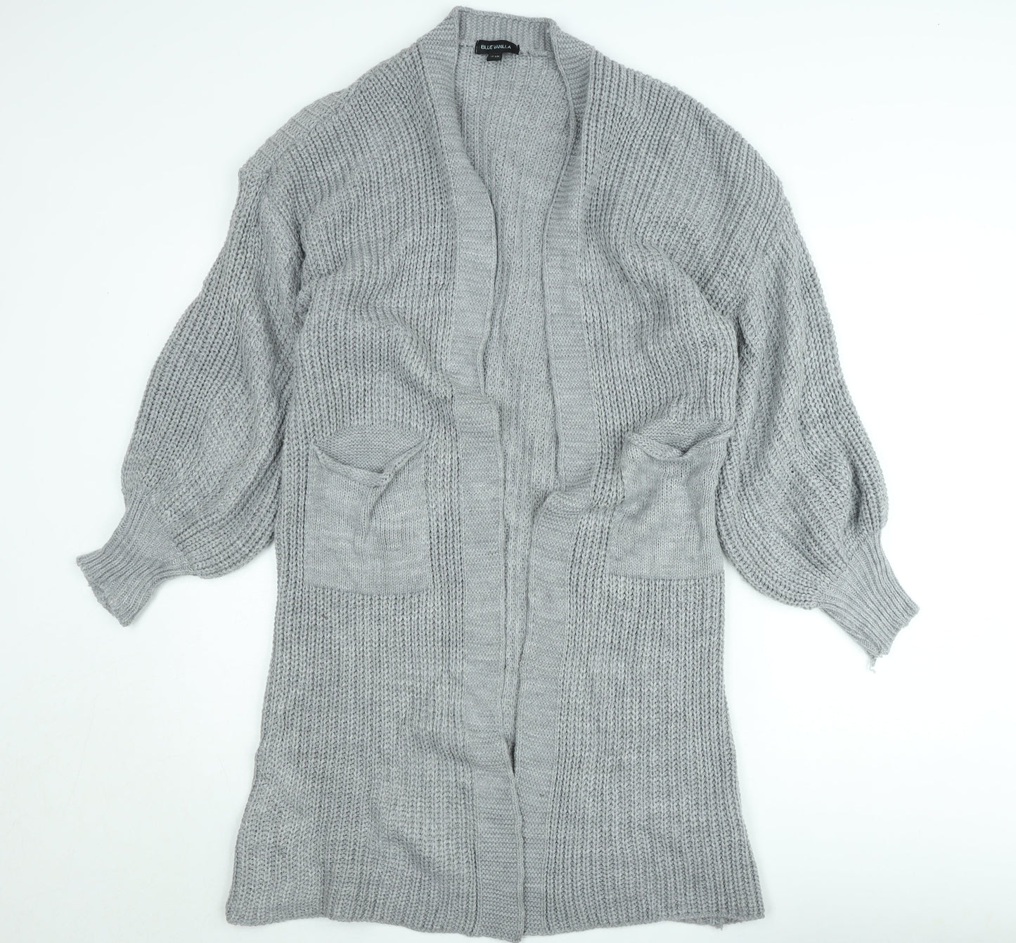 Blue Vanilla Women's Grey Chunky Knit Open Cardigan S/M