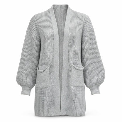 Blue Vanilla Women's Grey Chunky Knit Open Cardigan S/M