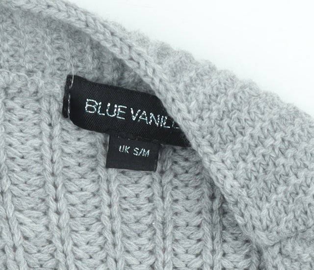 Blue Vanilla Women's Grey Chunky Knit Open Cardigan S/M