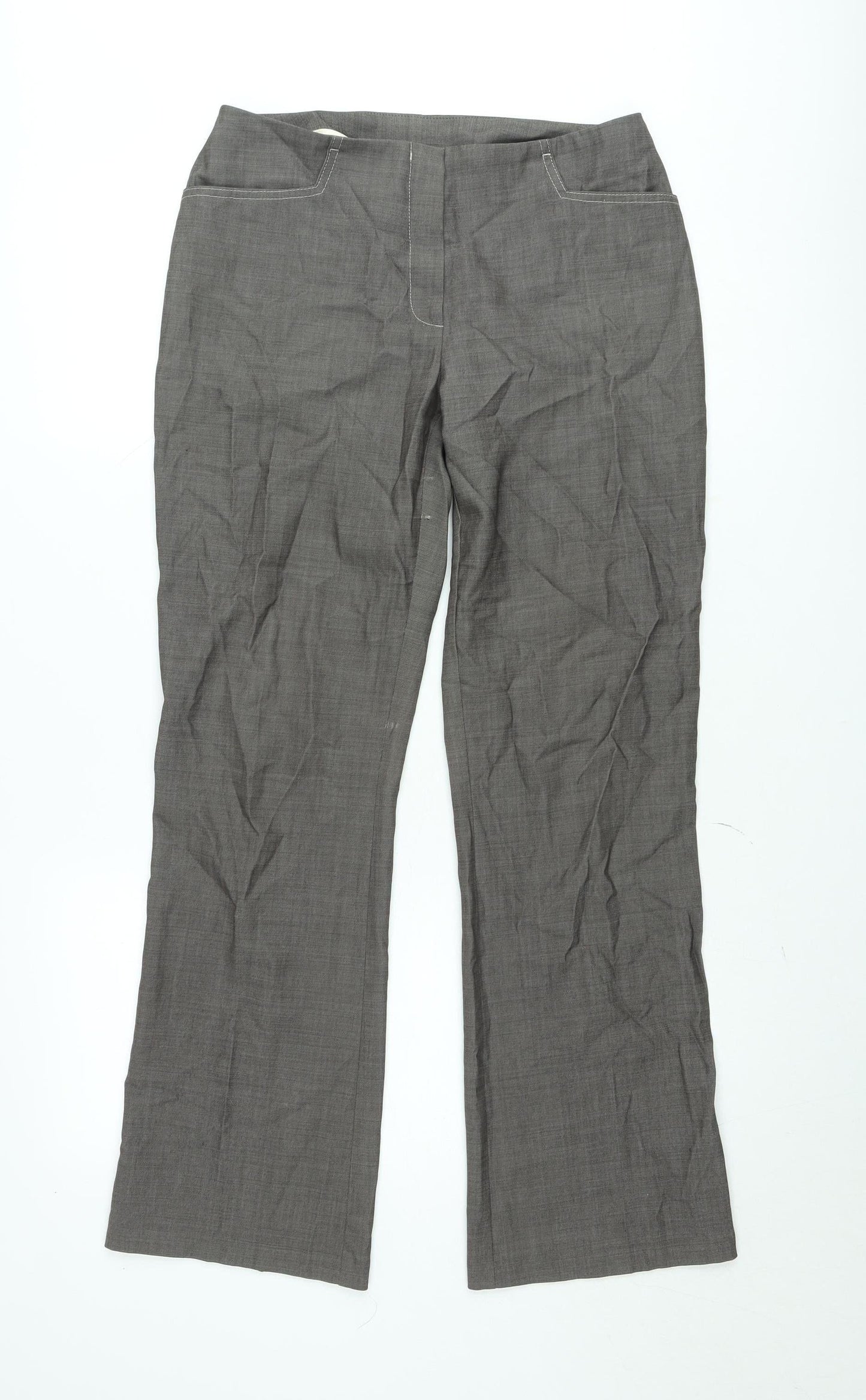 Next Men's Grey Regular Fit Wool Blend Dress Trousers Size 10