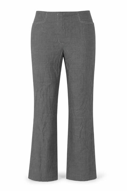 Front view of Next women’s grey regular fit wool blend dress trousers, size UK 10