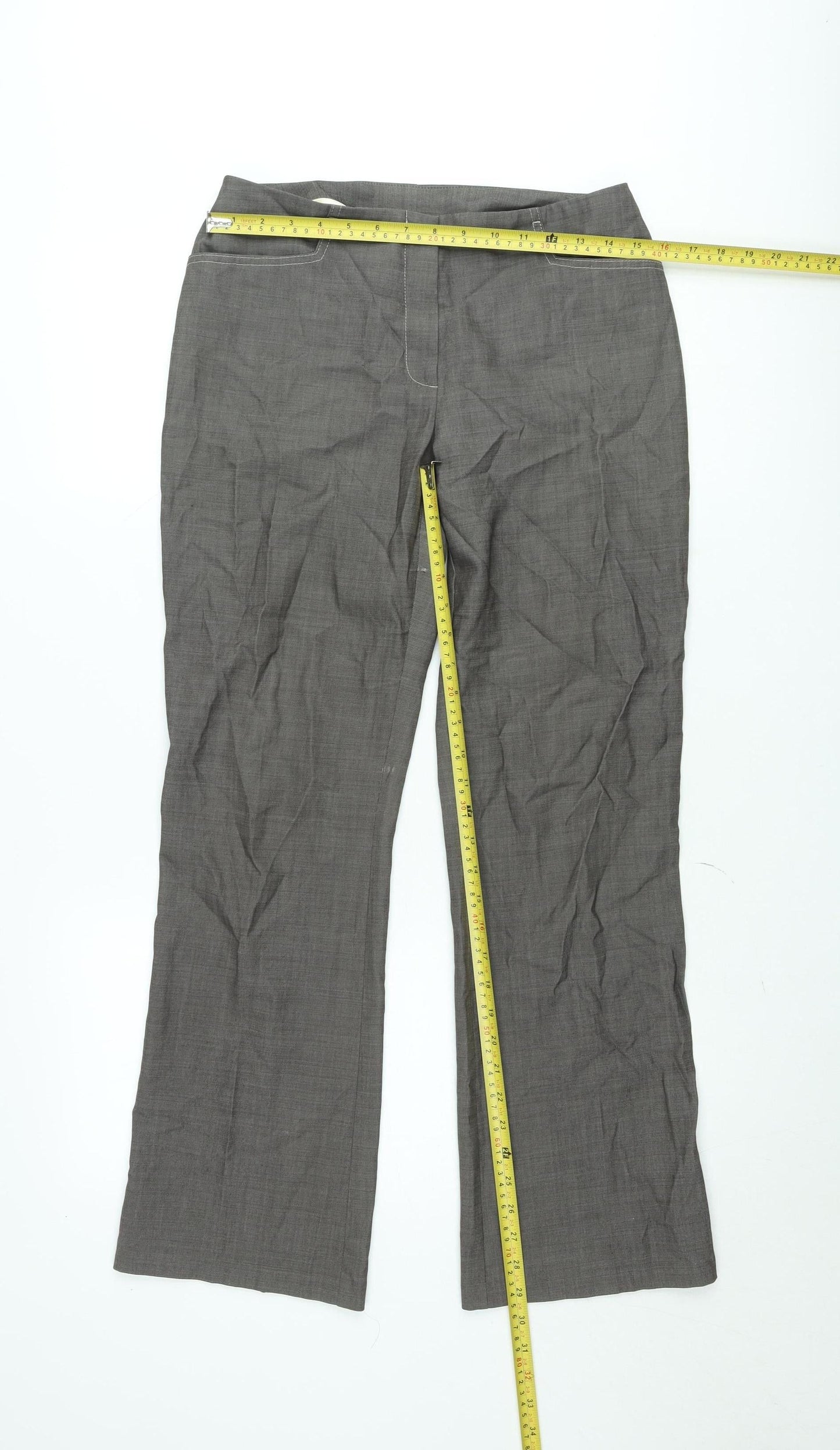 Next Men's Grey Regular Fit Wool Blend Dress Trousers Size 10