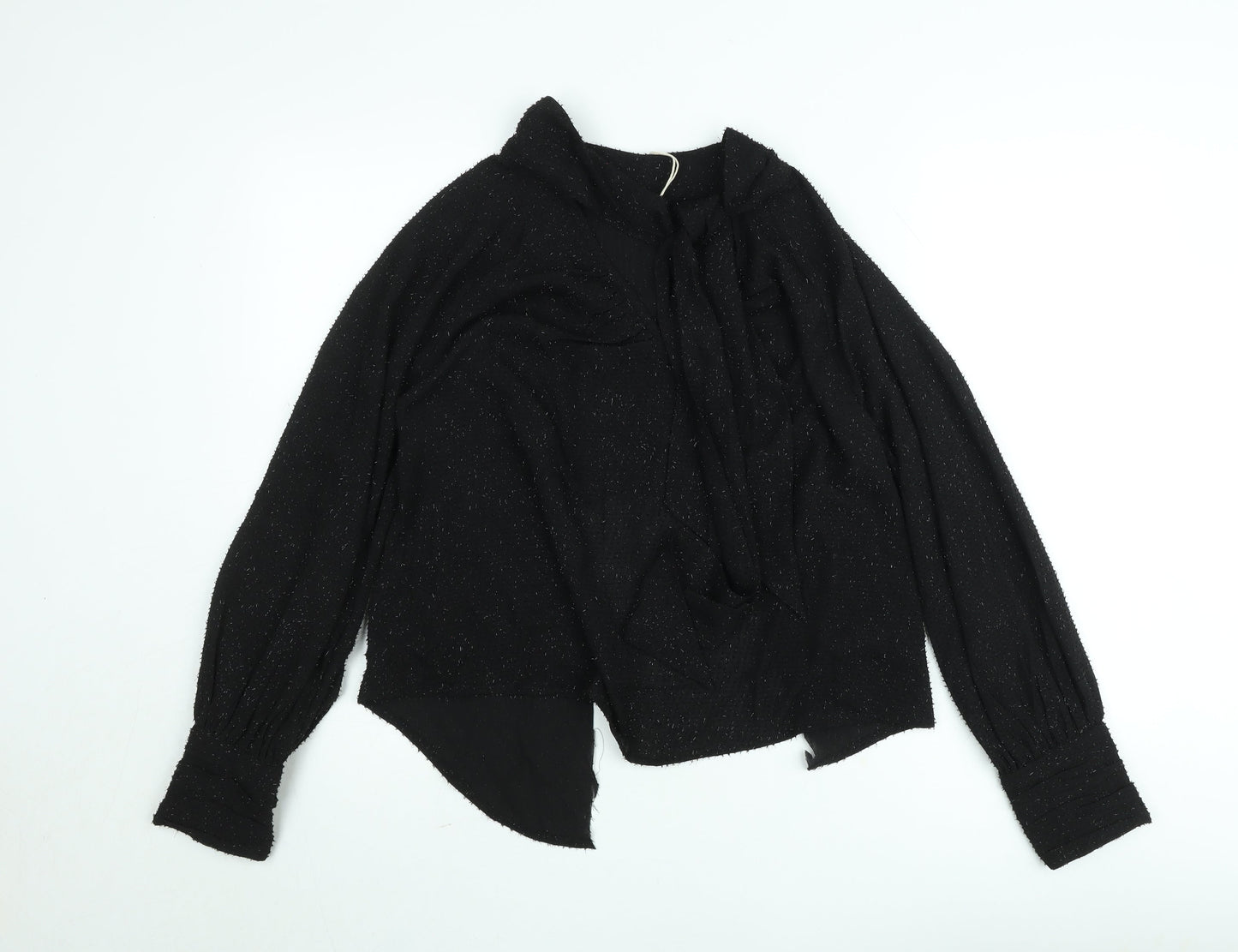 Next Womens Black Glitter Long Sleeve Tunic Blouse Size 10