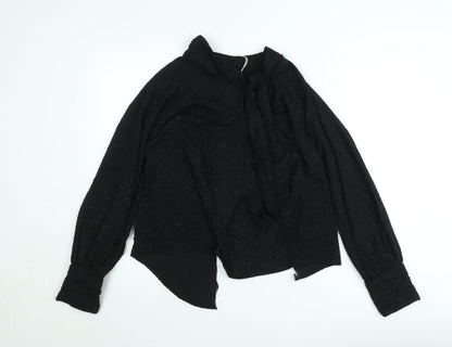 Next Womens Black Glitter Long Sleeve Tunic Blouse Size 10