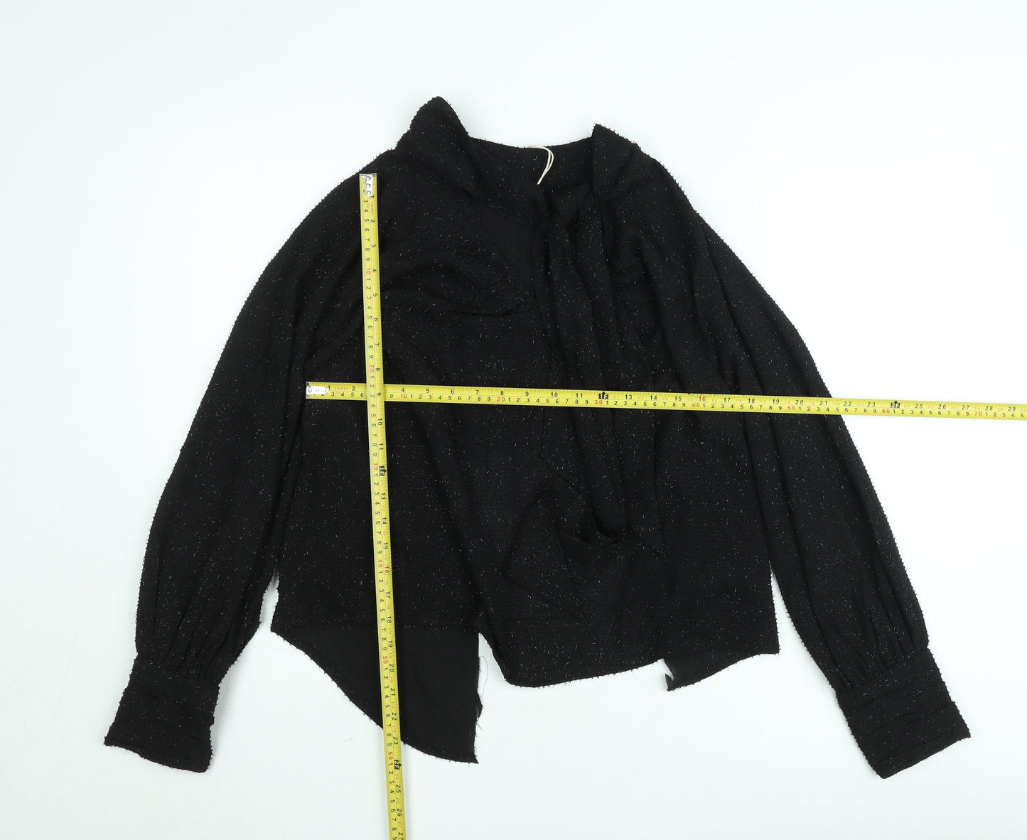 Next Womens Black Glitter Long Sleeve Tunic Blouse Size 10