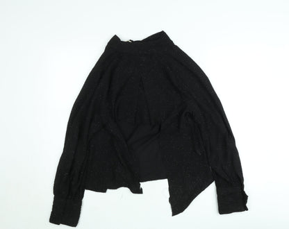Next Womens Black Glitter Long Sleeve Tunic Blouse Size 10