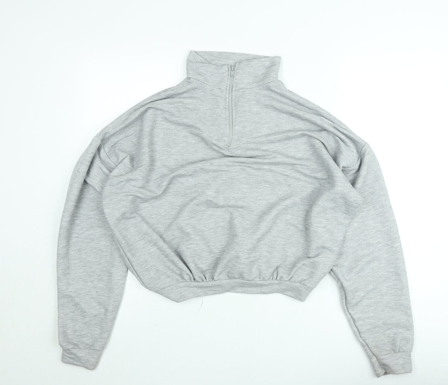 Boohoo Women Grey Small Half Zip High Neck Sweatshirt