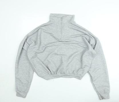 Boohoo Women Grey Small Half Zip High Neck Sweatshirt