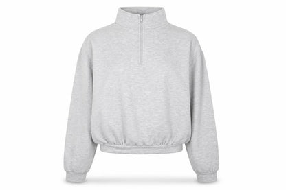 Boohoo Women Grey Small Half Zip High Neck Sweatshirt