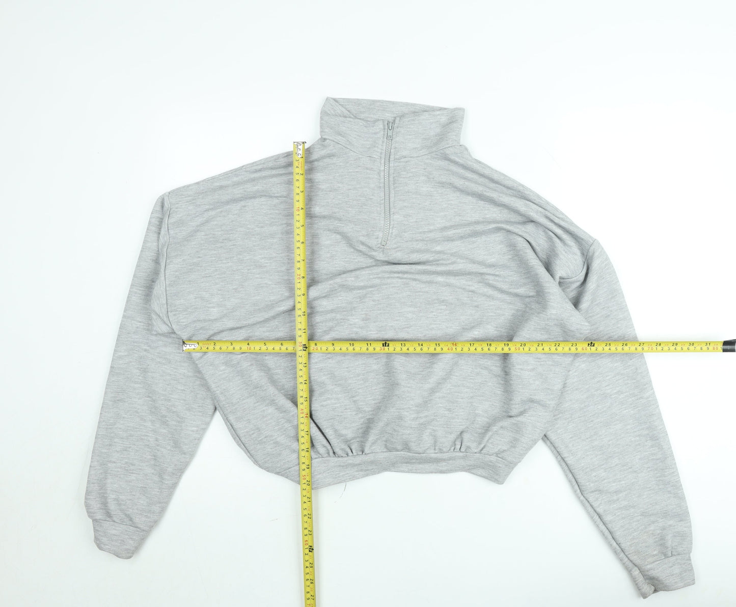 Boohoo Women Grey Small Half Zip High Neck Sweatshirt