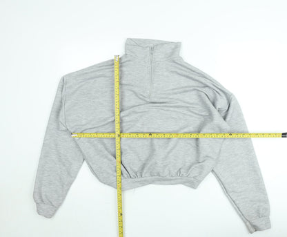 Boohoo Women Grey Small Half Zip High Neck Sweatshirt