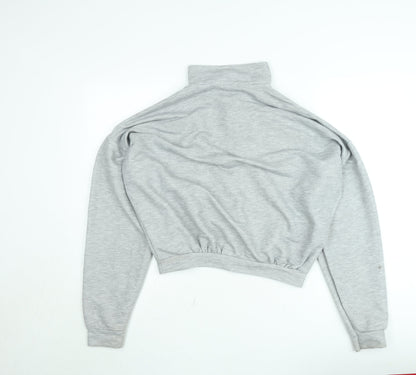 Boohoo Women Grey Small Half Zip High Neck Sweatshirt