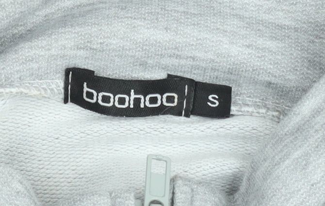 Boohoo Women Grey Small Half Zip High Neck Sweatshirt