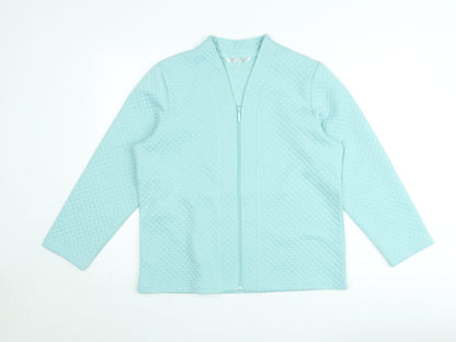 Women's Blue Quilted Full Zip Jacket Size 12 Cotton Blend