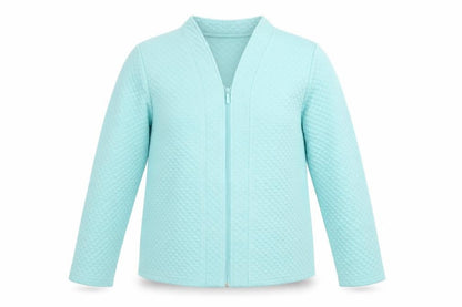 Women's Blue Quilted Full Zip Jacket Size 12 Cotton Blend